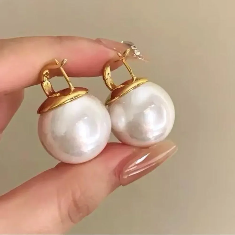Classic Gold-Tone Clip-On Pearl Earrings - Picture 6 of 9